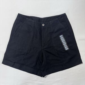 Liz Claiborne Lizwear Shorts Women Linen Blend High Rise Sz 8-10 Black - NEW